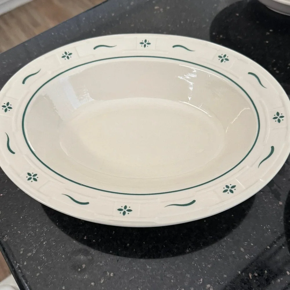 Longaberger Pottery Woven Traditions Oval Serving Bowl Oven Safe